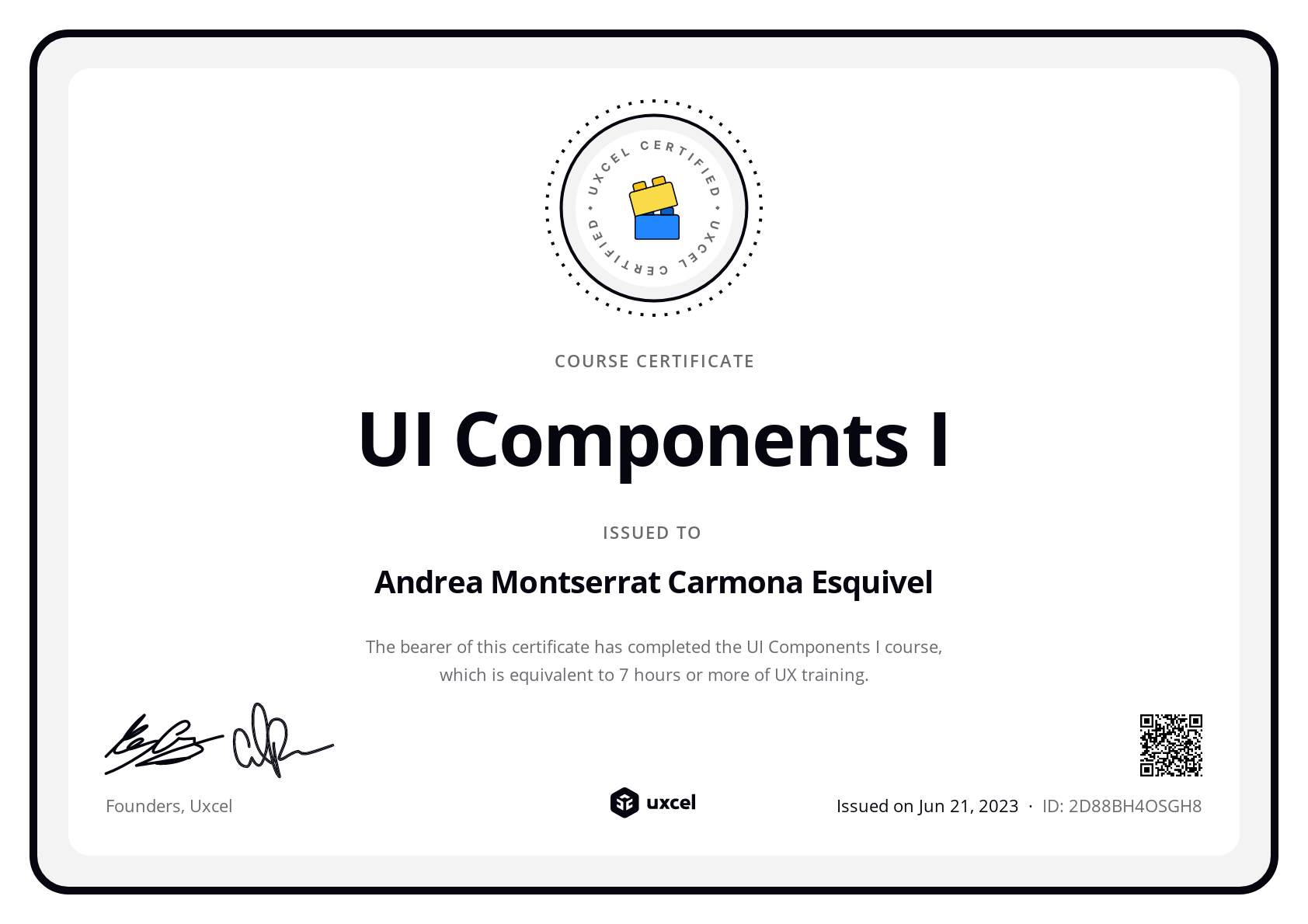 Andrea Montserrat Carmona Esquivel's certificate
